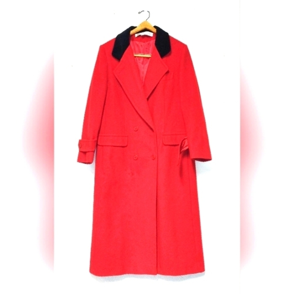 Evan Picone coat red and black 100 wool Size: 10 - Picture 1 of 7